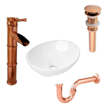 Combo Lavamanos Canoa+griferia Monoc.+push+sifon Bambu Rosa