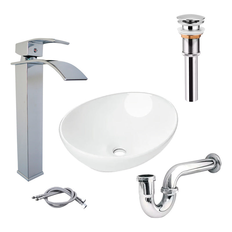 Combo Lavamanos Canoa+griferia Monocontrol+push+sifon Gf9