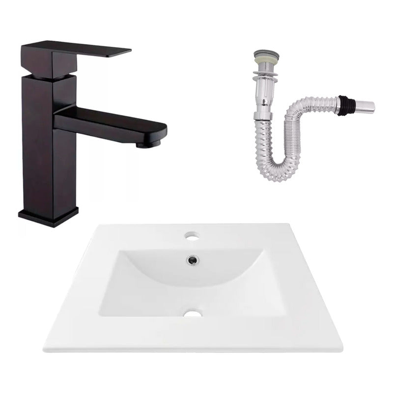 Kit Placa Lavamanos 51*40cm+griferia Monocontrol+push Flex28