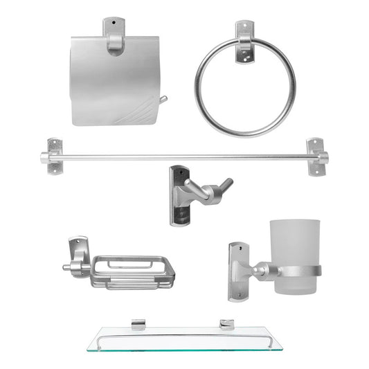 Juego De Accesorios Para Baño Gris En Alumino X7
