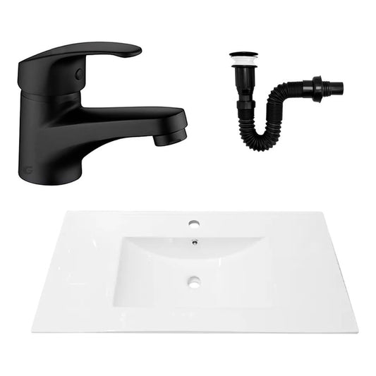 Combo Placa Lavamanos 91*46,5cm+grif.monocontrol+push Negro8
