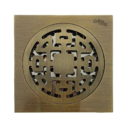 Rejilla De Piso Cuadrada Antirretorno Bronce Muisca Vintage