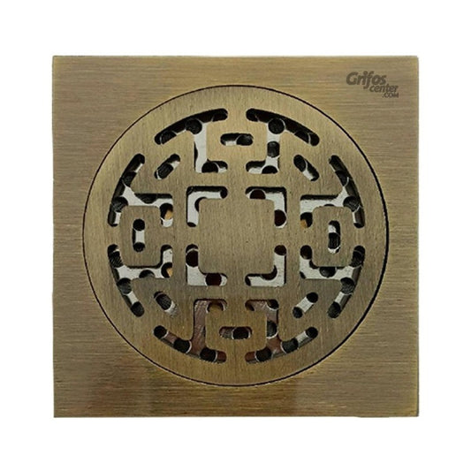 Rejilla De Piso Cuadrada Antirretorno Bronce Muisca Vintage