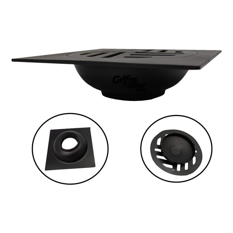Rejilla De Piso Cuadrada Negra 10cm