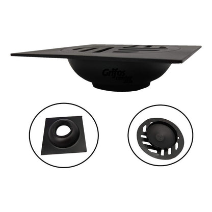 Rejilla De Piso Cuadrada Negra 10cm
