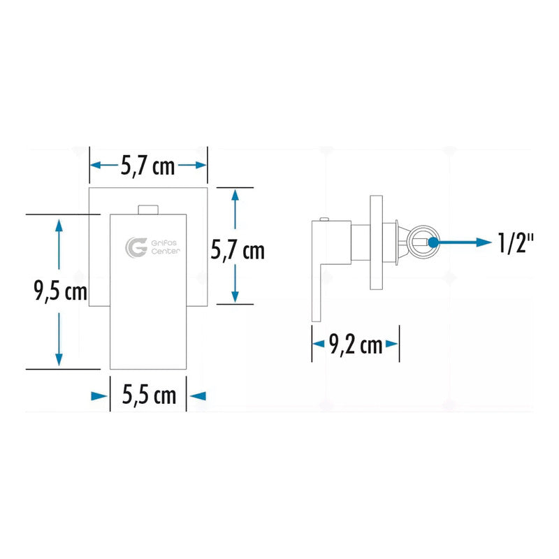 Registro De Ducha Cuadrado Agua Fría Cromado