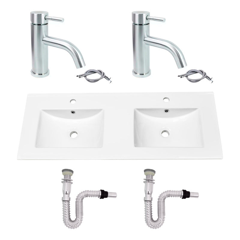 Kit Placa Doble Lavam.121*46.5cm+griferia Monoc+push Flex30