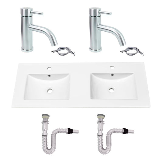 Kit Placa Doble Lavam.121*46.5cm+griferia Monoc+push Flex30