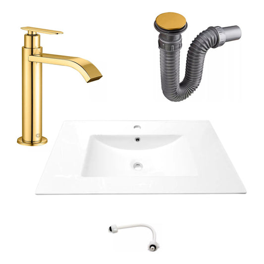 Combo Placa Lavamanos 81*46,5cm+grifo Agua Fria+push Oro1