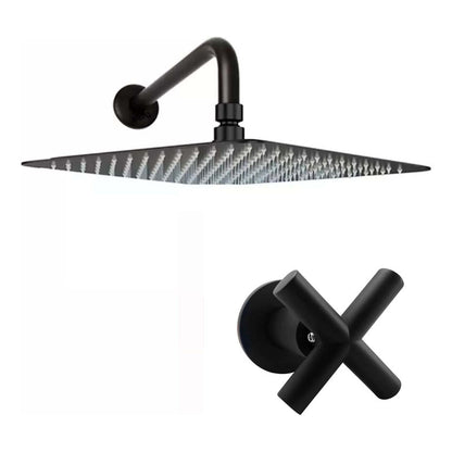 Kit Ducha Cuad.neg.20cm + Tubo + Manija Registro A.fria Crb