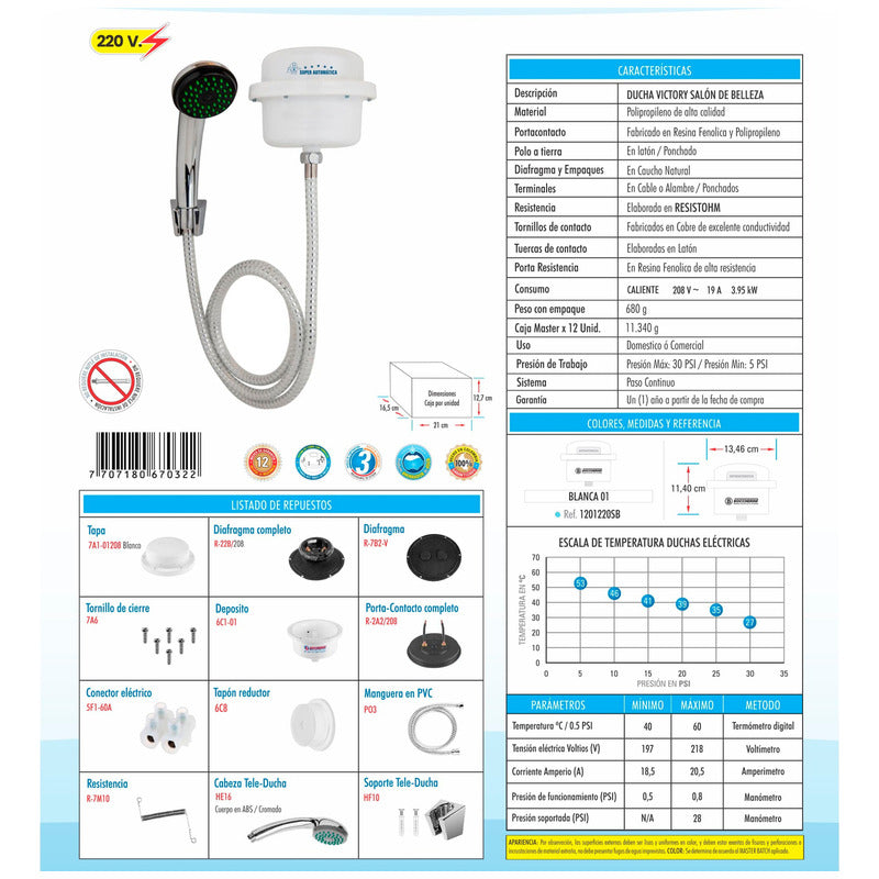 Ducha Eléctrica Salón De Belleza Automática Negra
