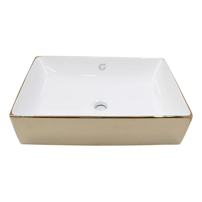 Lavamanos Rectangular Blanco/dorado Emperador