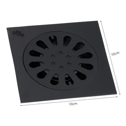 Rejilla De Piso Cuadrada Negro Mate Vintage 10x10cm
