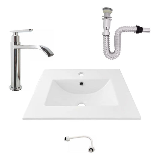 Kit Placa Lavamanos 61*40cm+griferia Agua Fria+push Flex. 1
