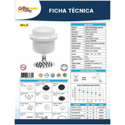 Ducha Electrica Victory Blanca Slim 120v