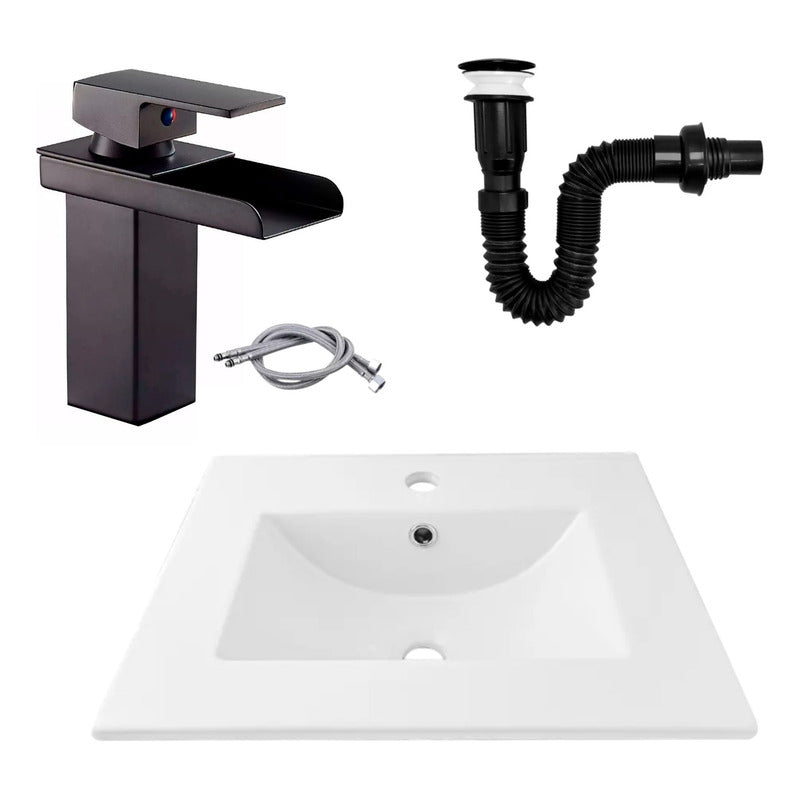 Kit Placa Lavamanos 51*40cm+griferia Monocontrol+push Negro1