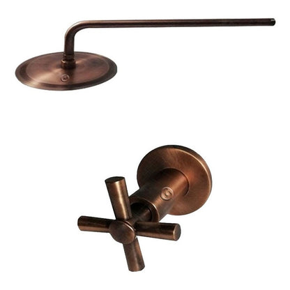 Mezclador Con Ducha En Cobre Antiguo
