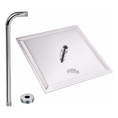 Regadera Ducha Metálica 25cm Extra Plana Kit Tubo Ducha