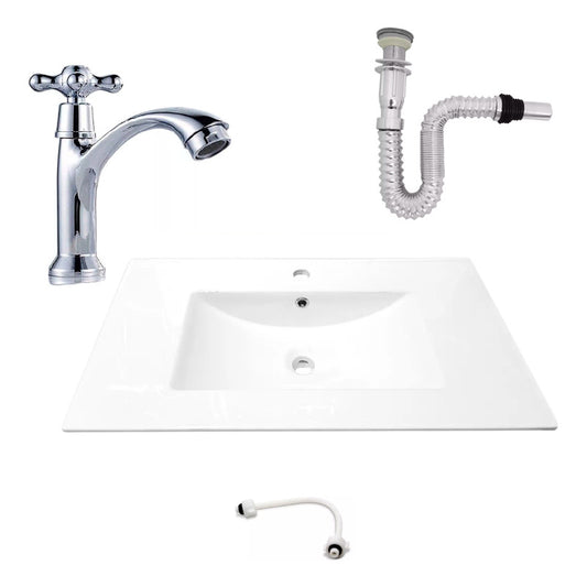 Kit Placa Lavamanos 81*46.5cm+griferia Agua Fria+push Flex.5