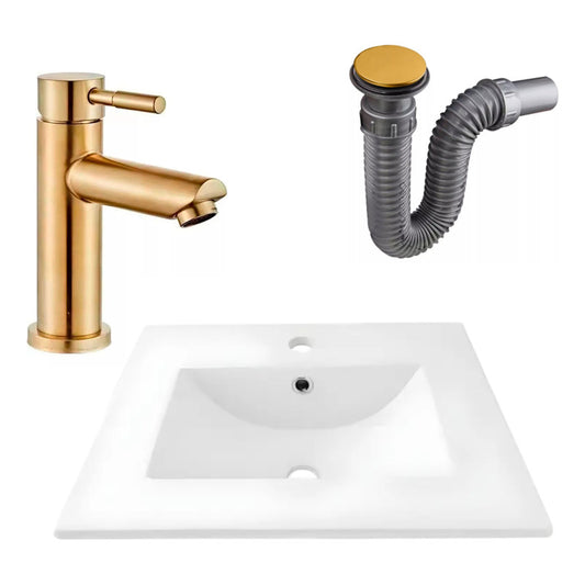 Combo Placa Lavamanos 61*40cm+griferia Monocontrol+push Oro3