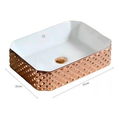 Lavamanos Rectangular De Sobreponer Dorado Vintage