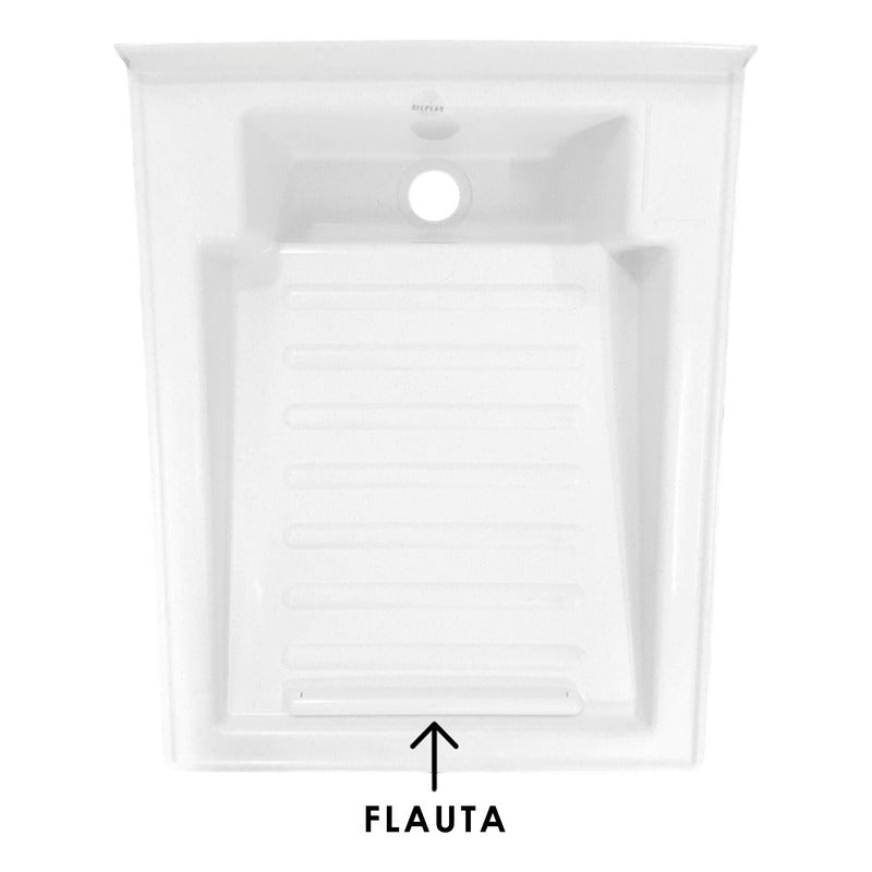 Lavadero Plastico 60*46cm Blanco Con Flauta