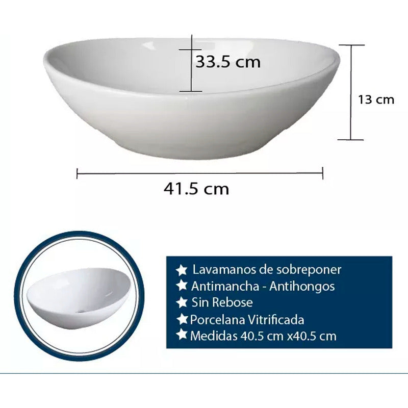 Combo Lavamanos Canoa+griferia Agua Fria+ Push Y Sifon Gf6