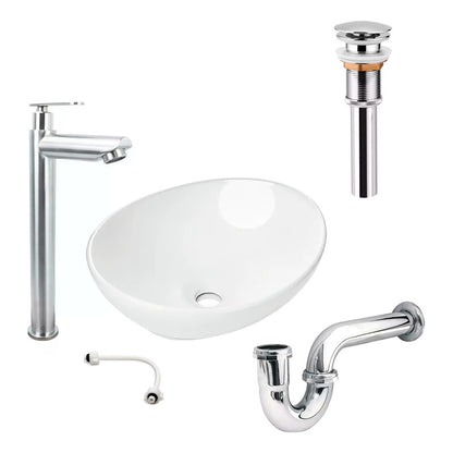 Combo Lavamanos Canoa+griferia Agua Fria+ Push Y Sifon Gf1