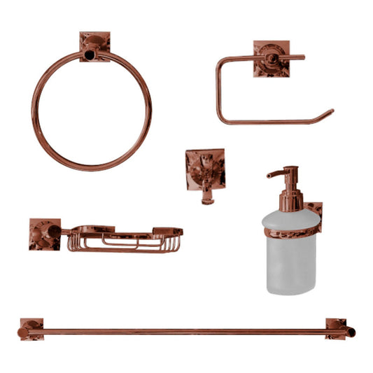 Juego De Accesorios Para Baño X6 Piezas Xcaret Oro Rosa