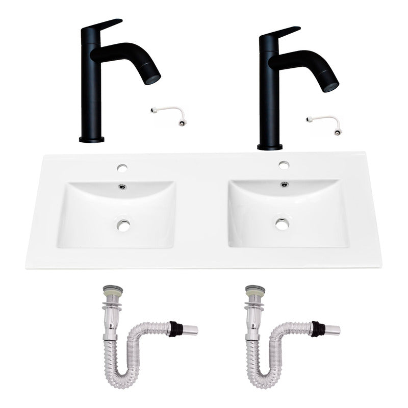 Kit Placa Doble Lavam.121*46.5cm+griferia Ag.fria+push Flex9