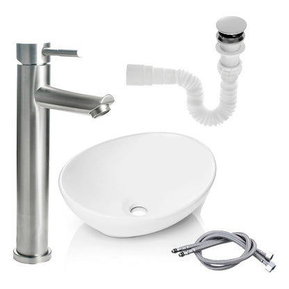 Kit Lavamanos+grifo Monocontrol Satinada Recto+push+acople
