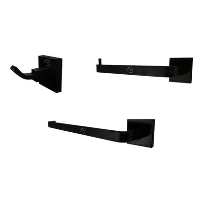 Set De Accesorios Cuadrados Para Baño X3 Color Negro