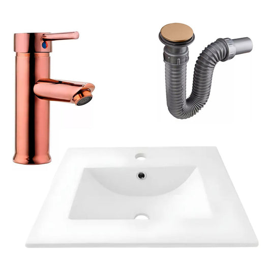 Combo Placa Lavamanos 61*40cm+grifo Monocontrol+push Rose2
