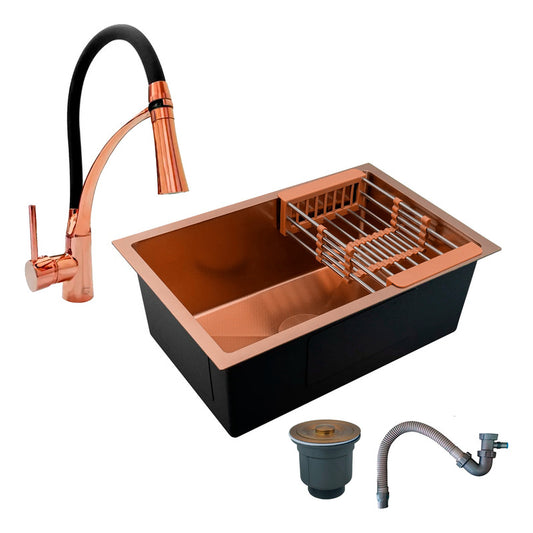 Combo Lavaplatos 70*45cm+griferia Lvp Oro Gourmet+acc