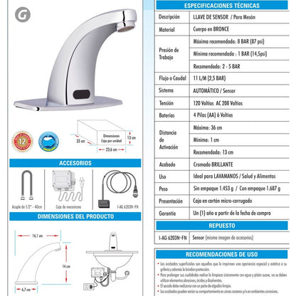 Llave Con Sensor Electrónico En Bronce