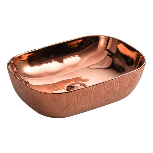 Lavamanos De Sobreponer Rectangular Oro Rosa Doha 45x32cm
