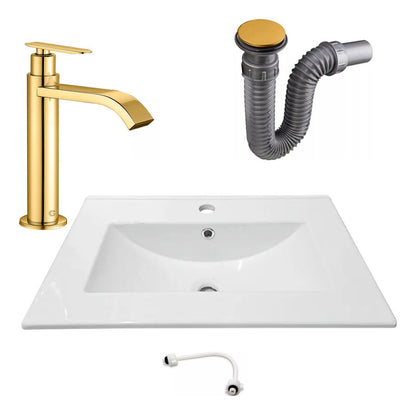 Combo Placa Lavamanos 61*46,5cm+grifo Agua Fria+push Oro1