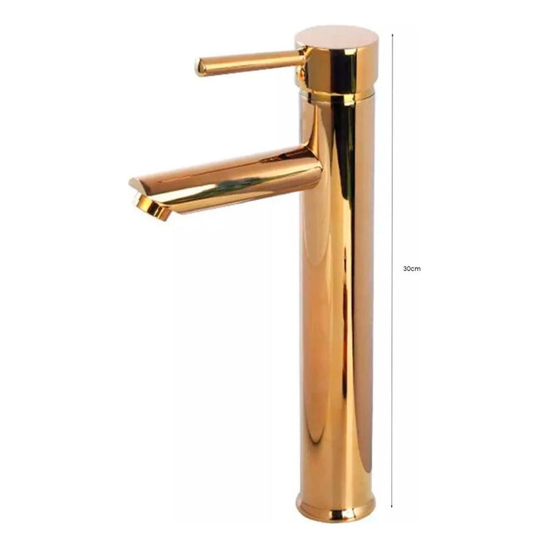 Kit Lavamanos Rectangular+grifo Monocontrol Oro Brillante