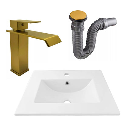 Combo Placa Lavamanos 51*40cm+griferia Monocontrol+push Oro7