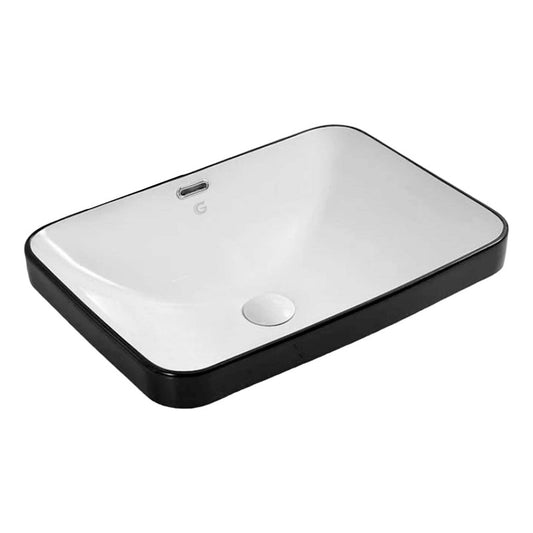 Lavamanos De Incrustar Rectangular Negro/blanco 46x33cm