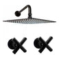 Kit Ducha 20cm +tubo + Mezclador Ducha + Manijas Cruz Negro
