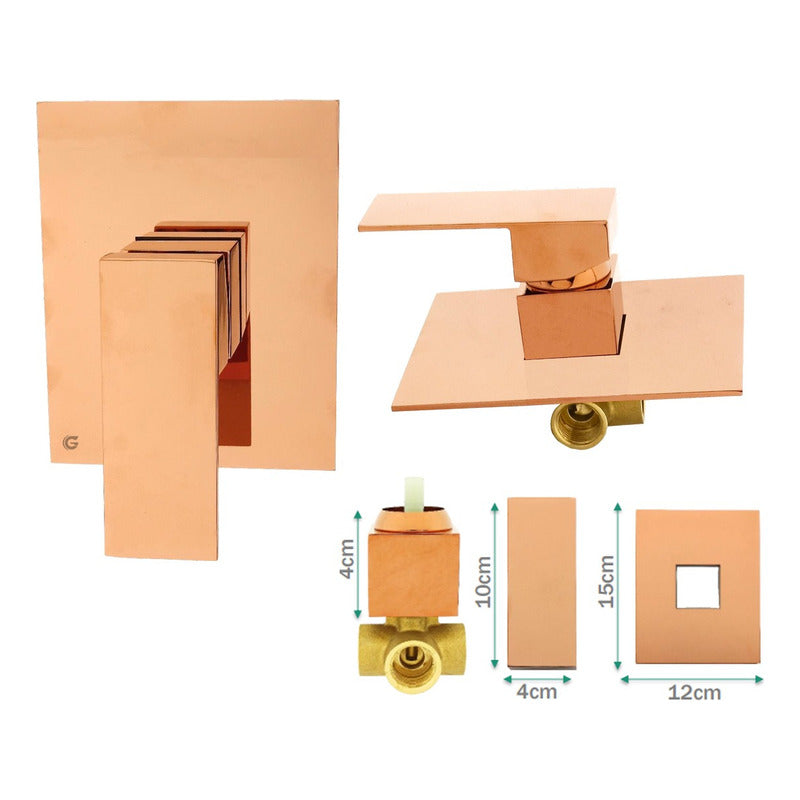 Monocontrol Ducha Cuadrado Rose Gold Vintage