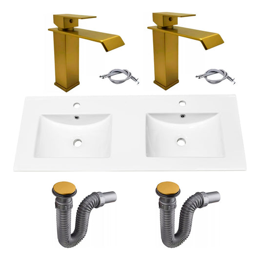 Combo Placa Doble Lavam.121*46,5cm+grifo Monoc.+push Oro7