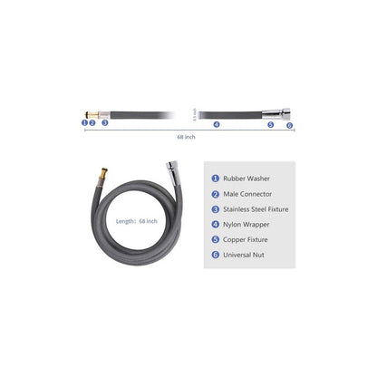 Repuesto Manguera 1.50mts Para Mezclador Extraible Acabado Mate Color Gris