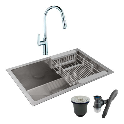 Combo Lavaplatos 60*40cm+grif.extraible Cromo+accesorios