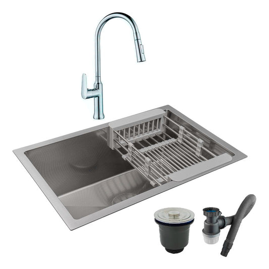 Combo Lavaplatos 60*40cm+grif.extraible Cromo+accesorios