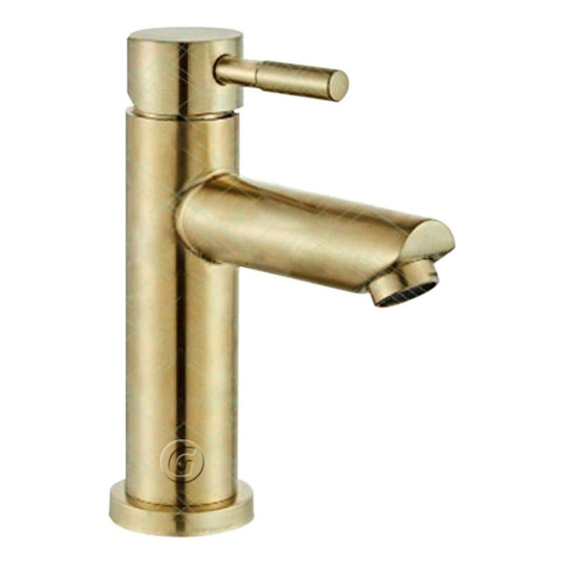 Griferia Tubular Baja Lavamanos Con Mezclador Acabado Bronce