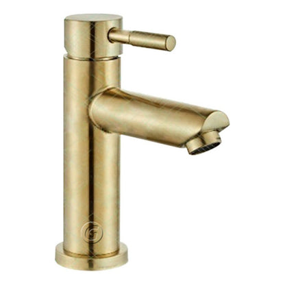 Griferia Tubular Baja Lavamanos Con Mezclador Acabado Bronce