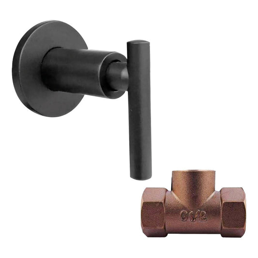 Manija De Ducha Agua Fria Negra Tubo+registro