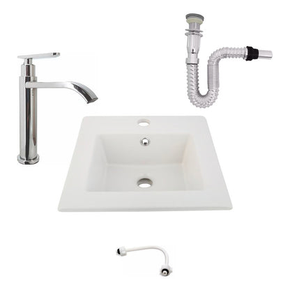 Kit Placa Lavamanos 41cm+griferia Agua Fria+push Flexible 1
